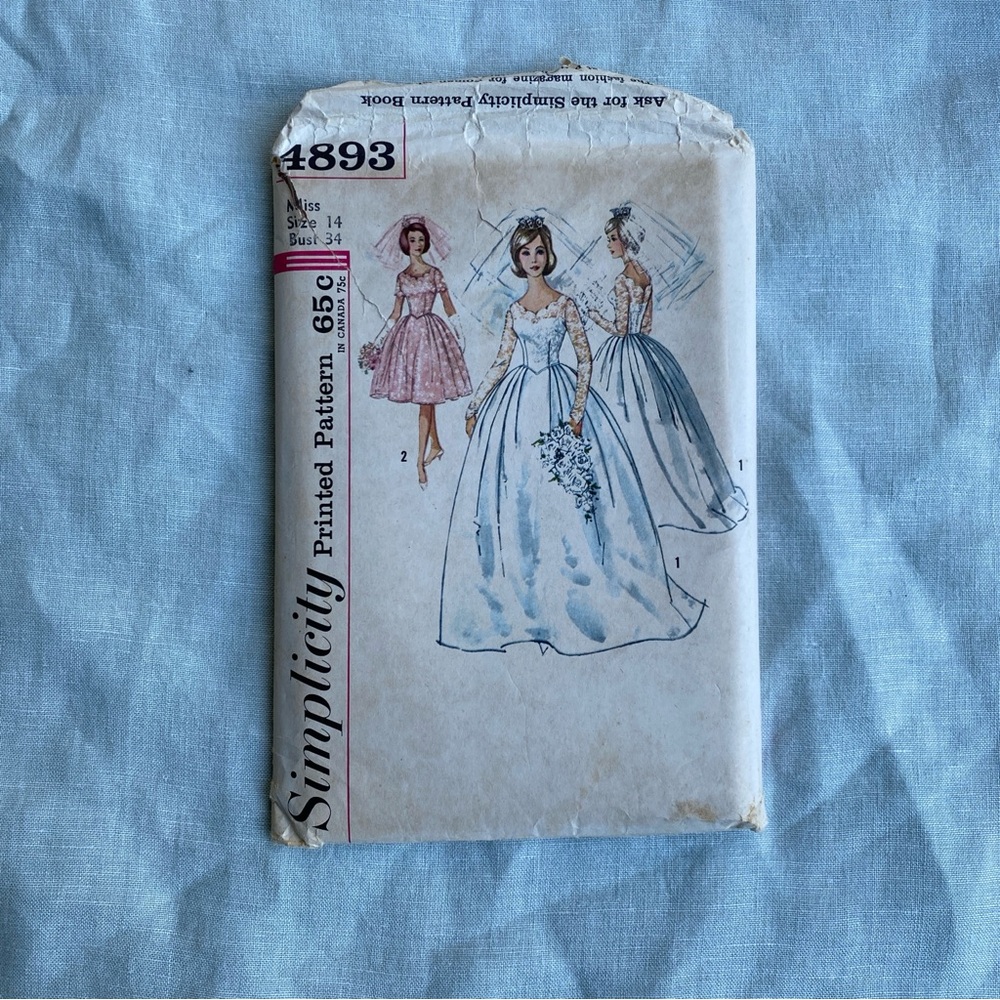 Vintage Simplicity 4893 junior miss wedding bridesmaid dress sewing pattern